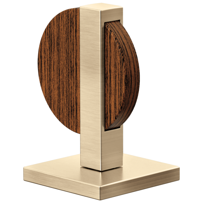 BRIZO Frank Lloyd Wright Widespread Lavatory Lunar Handle Kit — Luxe Gold / Wood