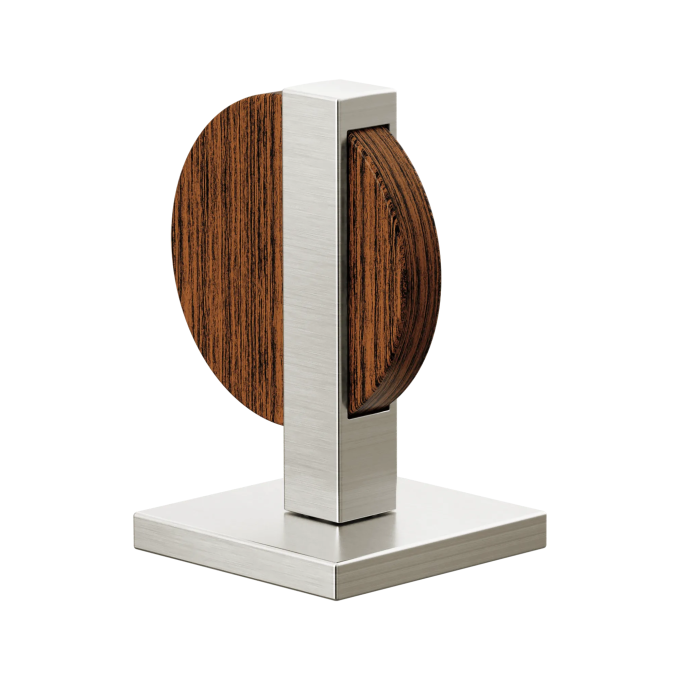 BRIZO Frank Lloyd Wright Widespread Lavatory Lunar Handle Kit — Luxe Nickel / Teak Wood