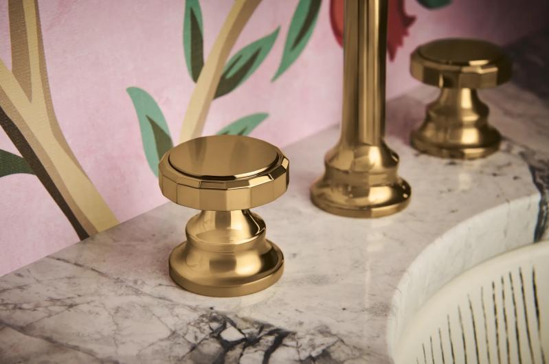 BRIZO Beauclere Widespread Lavatory Wheel Handle Kit — Polished Gold