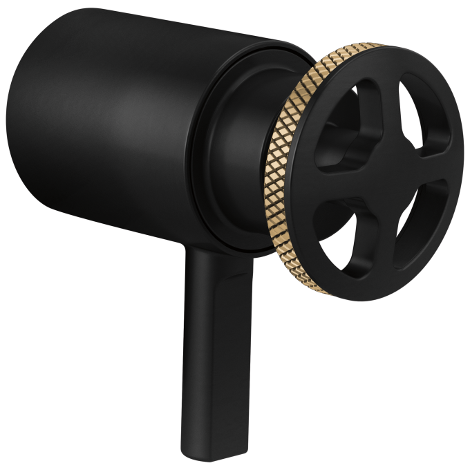 BRIZO Litze Tempassure Thermostatic Trim Handle Kit - Wheel — Matte Black/Luxe Gold