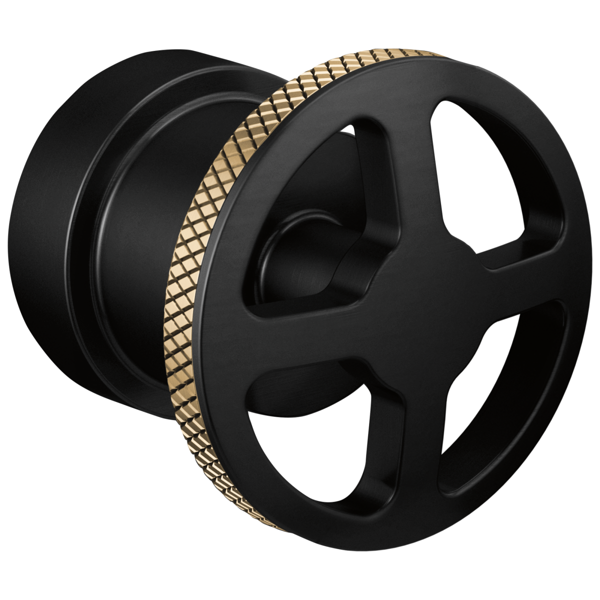 BRIZO Litze Pressure Balance Valve Trim Handle Kit - Wheel — Matte Black/Luxe Gold