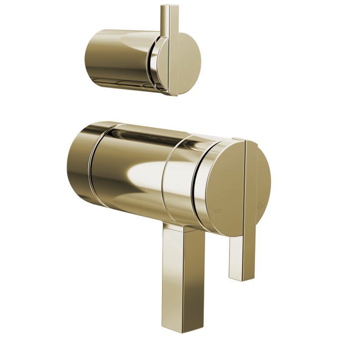 BRIZO Frank Lloyd Wright TempAssure Thermostatic Valve with Integrated Diverter Trim Lunar Handle Kit — Polished Nickel