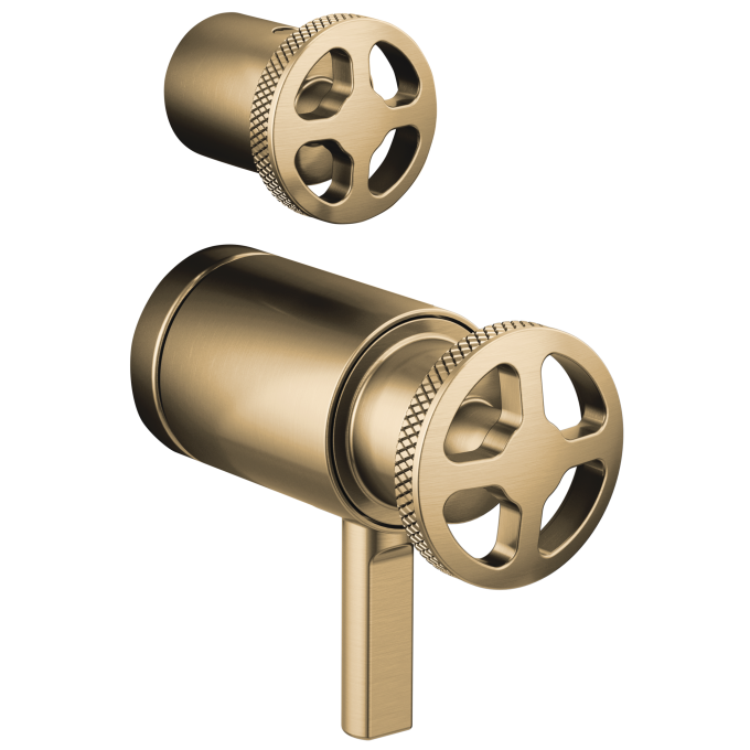 BRIZO Litze TempAssure Thermostatic Valve with Integrated Diverter Wheel Handle Kit — Luxe Gold
