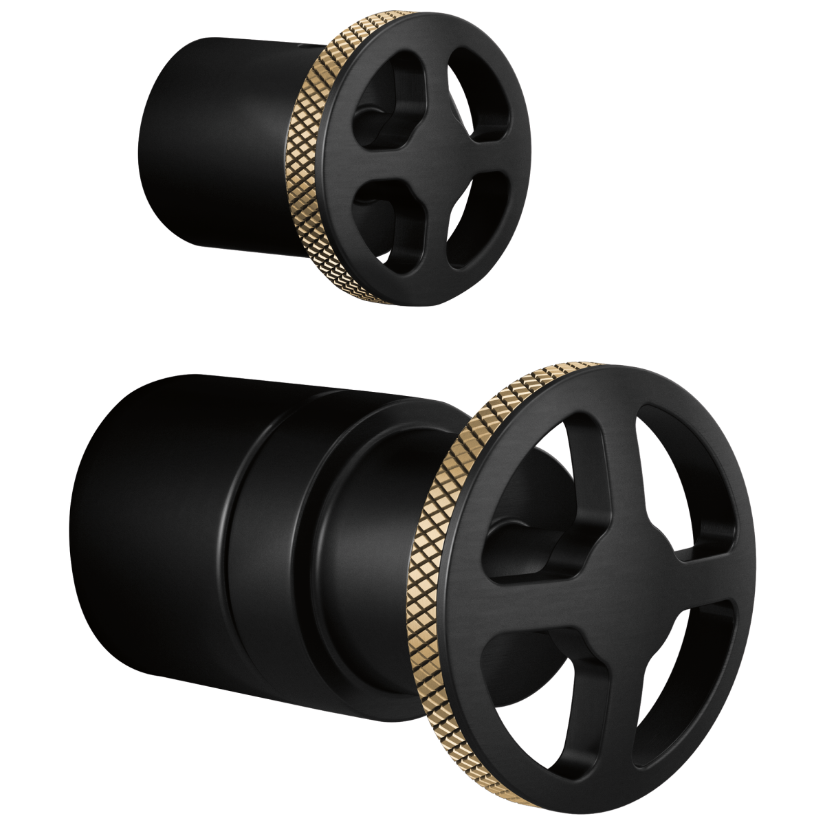 BRIZO Litze Pressure Balance Valve With Diverter Trim Handle Kit - Wheel — Matte Black/Luxe Gold