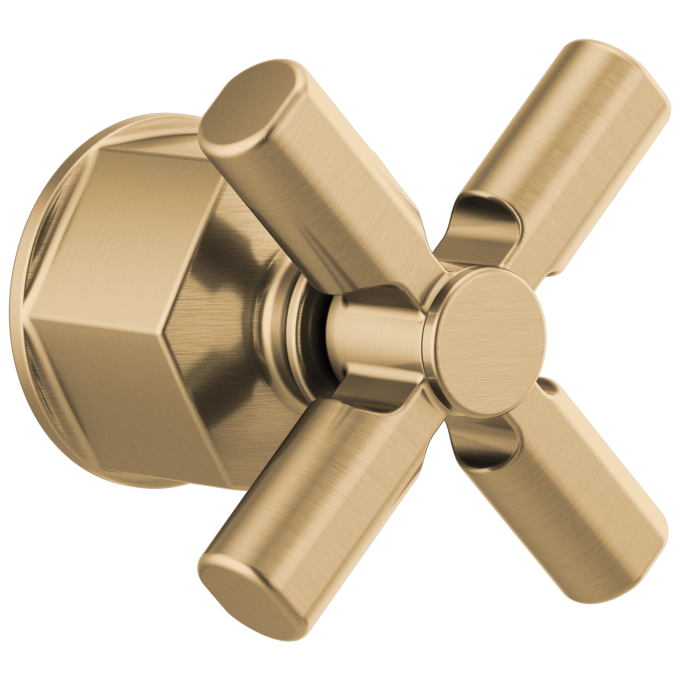 BRIZO Invari Single-Handle Floor Mount Tub Filler Cross Handle Kit — Luxe Gold