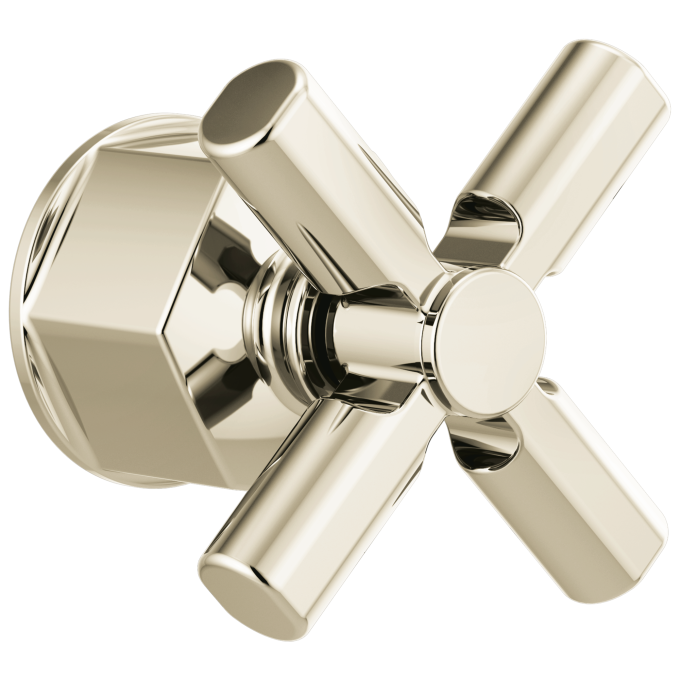 BRIZO Invari Single-Handle Floor Mount Tub Filler Cross Handle Kit — Polished Nickel