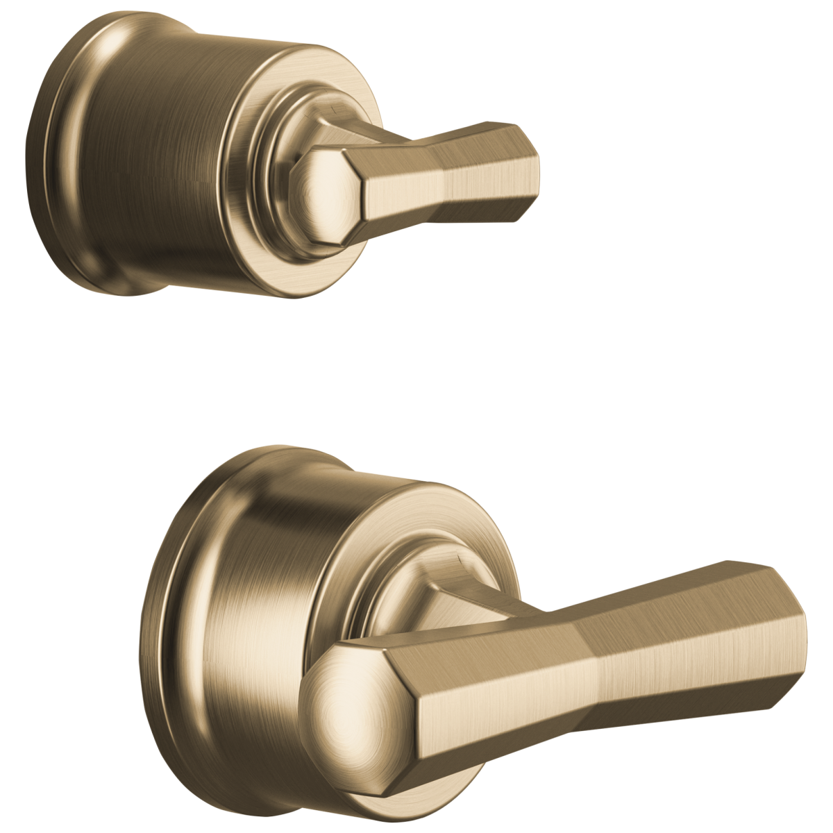 BRIZO Beauclere Pressure Balance Valve with Integrated Diverter Trim Cross Handle Kit — Luxe Gold