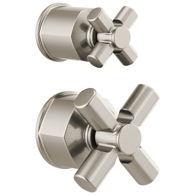 BRIZO Invari Pressure Balance Valve with Integrated Diverter Trim Cross Handle Kit — Luxe Nickel
