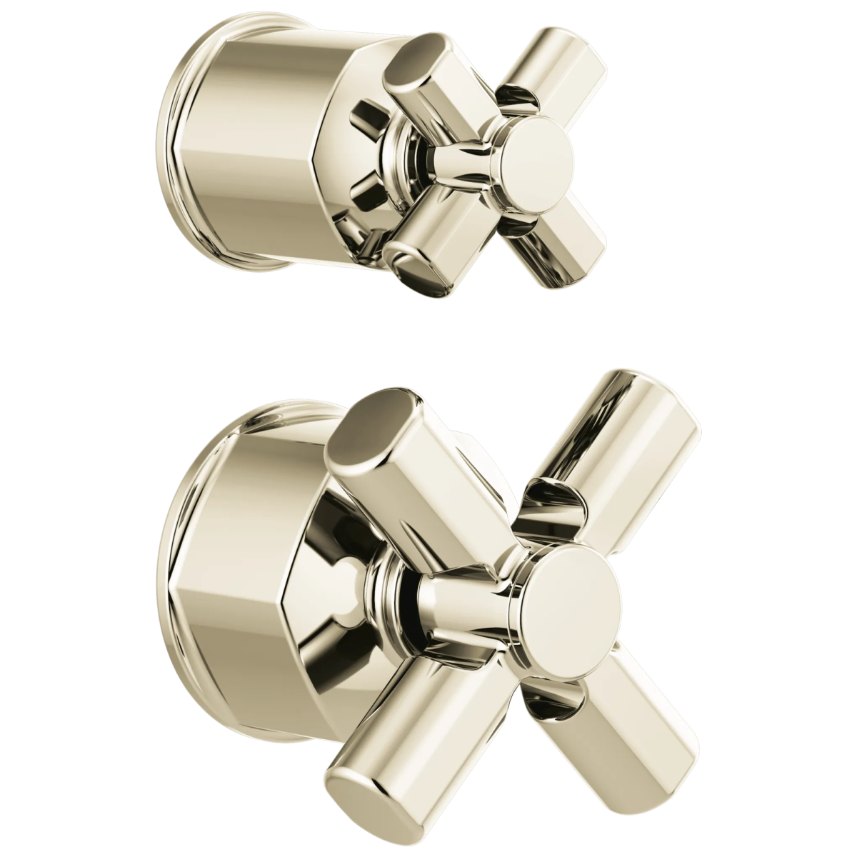 BRIZO Invari Pressure Balance Valve with Integrated Diverter Trim Cross Handle Kit — Polished Nickel