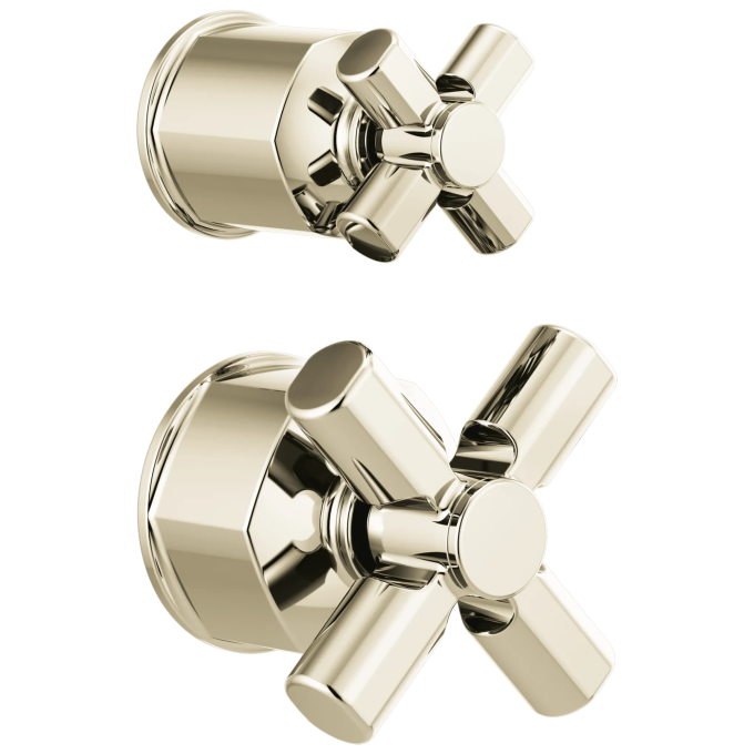 BRIZO Invari Pressure Balance Valve with Integrated Diverter Trim Cross Handle Kit — Polished Nickel