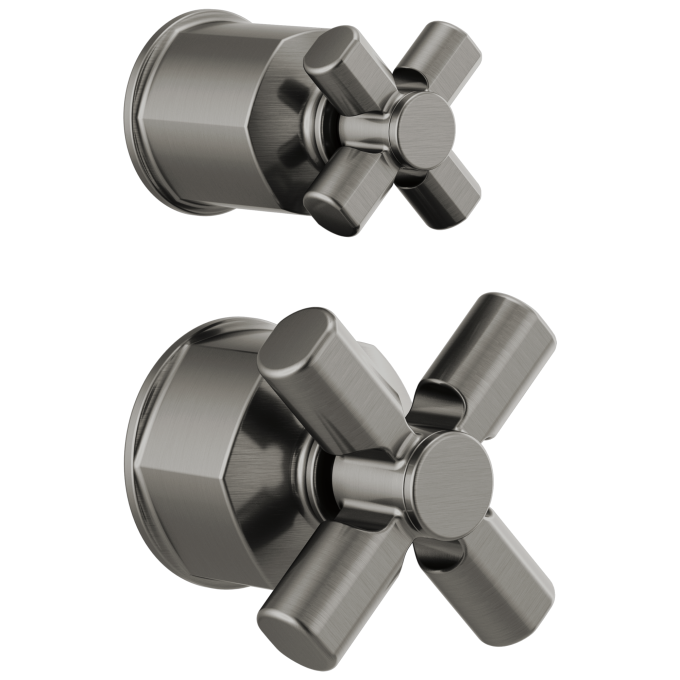 BRIZO Invari Pressure Balance Valve with Integrated Diverter Trim Cross Handle Kit — Luxe Steel