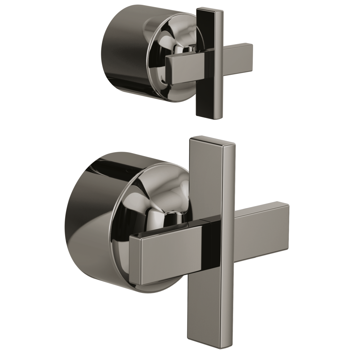 BRIZO Levoir Pressure Balance Valve with Integrated Diverter Trim Cross Handle Kit — Brilliance Black Onyx