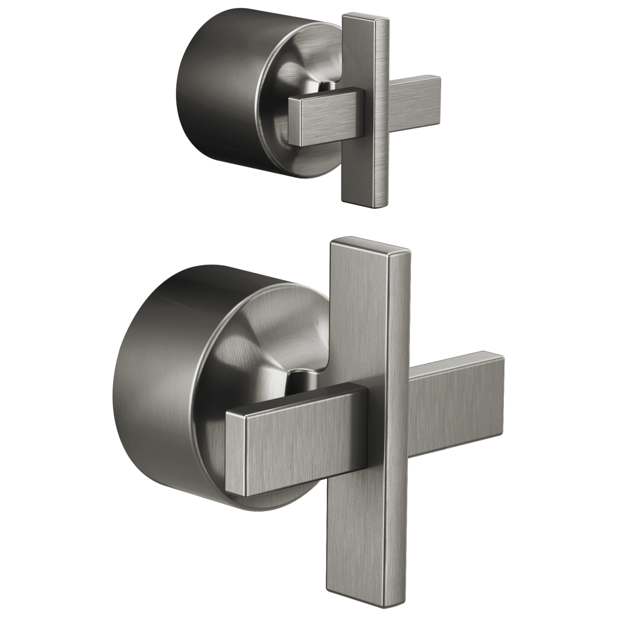 BRIZO Levoir Pressure Balance Valve with Integrated Diverter Trim Cross Handle Kit — Luxe Steel