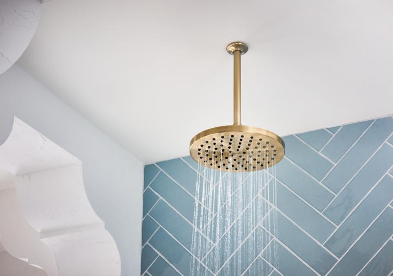 BRIZO Essential Shower 10" Linear Round Single-Function Raincan Shower Head - 1.75 GPM — Luxe Gold