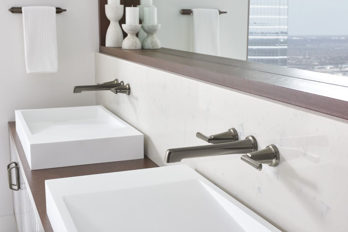 BRIZO Levoir Two-Handle Wall Mount Lavatory Faucet - Less Handles 1.5 GPM — Luxe Steel