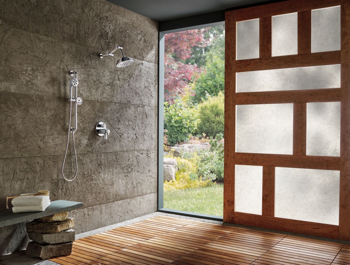 BRIZO Litze TempAssure Thermostatic Valve With Integrated Diverter Lever Handle Kit — Chrome