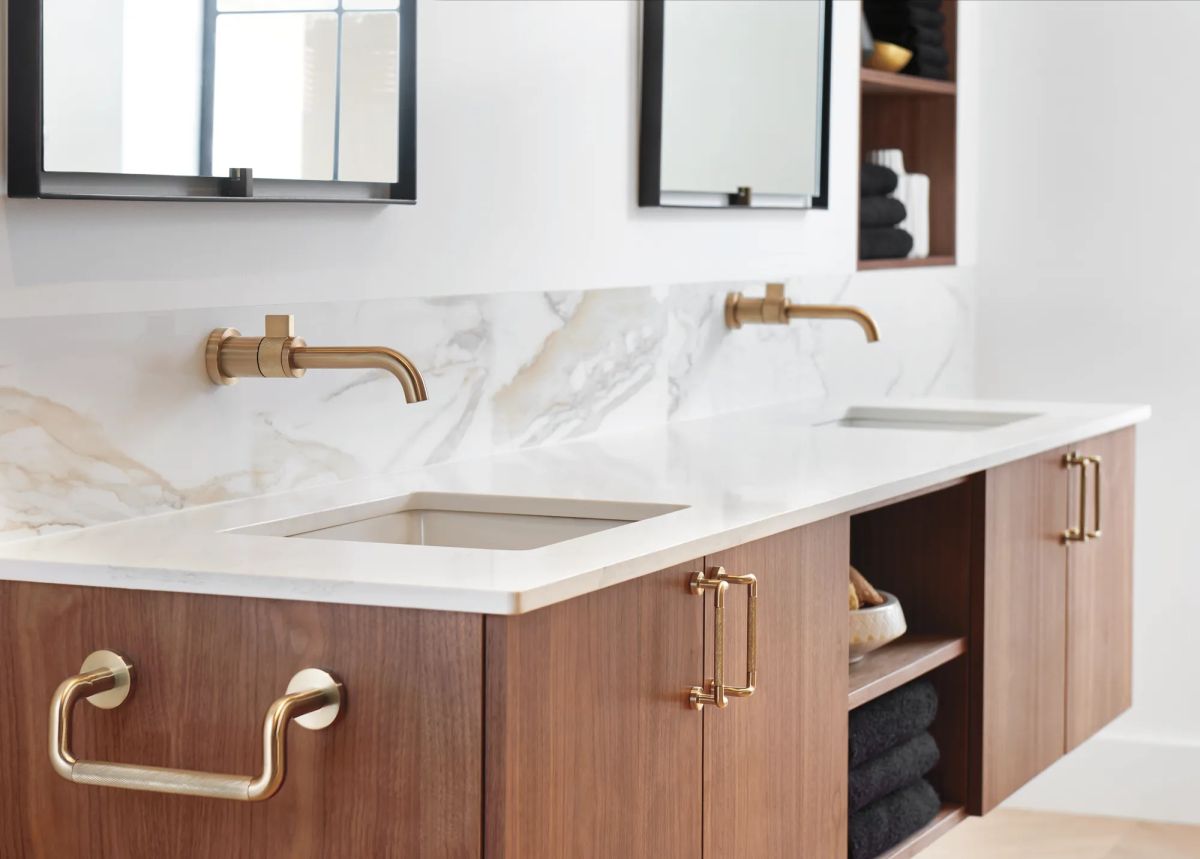 BRIZO Litze Drawer Pull With Knurling — Luxe Gold
