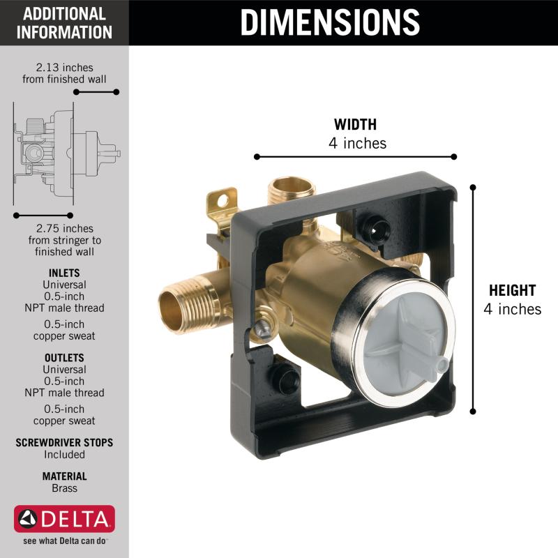 DELTA Other MultiChoice Universal High-Flow Shower Rough - Universal Inlets / Outlets — Not Applicable