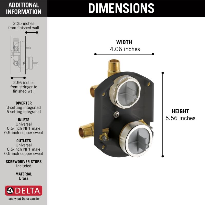 DELTA Other MultiChoice Universal Integrated Shower Diverter Rough Universal Inlets / Outlets — Not Applicable