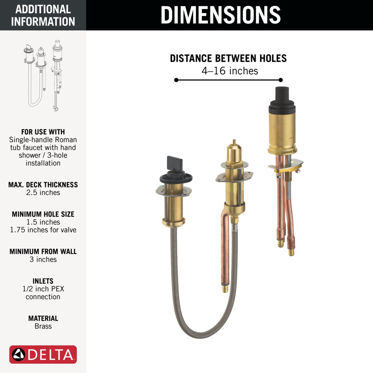 DELTA Other Rough-In Roman Tub Fixed Mount - Pex Crimp — Not Applicable