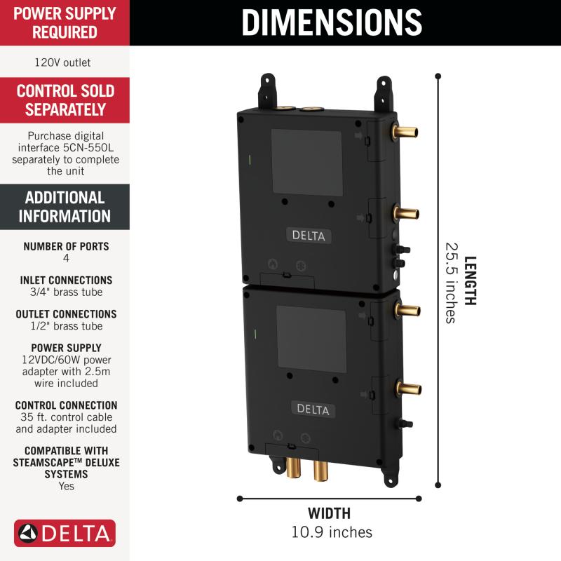 DELTA Universal Showering Components ShowerSense Digital 4-Port Thermostatic Shower Rough — Not Applicable