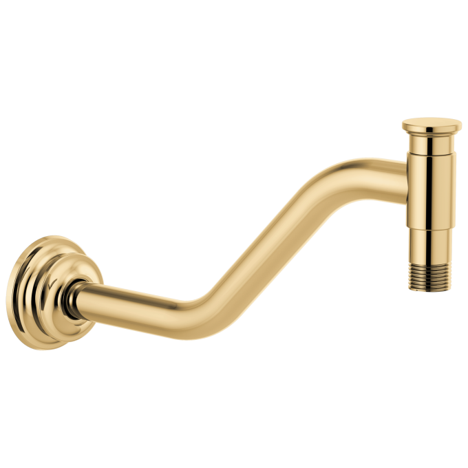 BRIZO Invari 11" Angled Shower Arm And Flange — Polished Gold