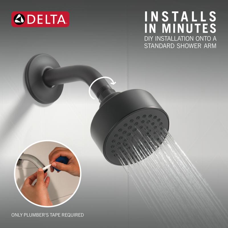 DELTA Modern Round Showerhead — Matte Black