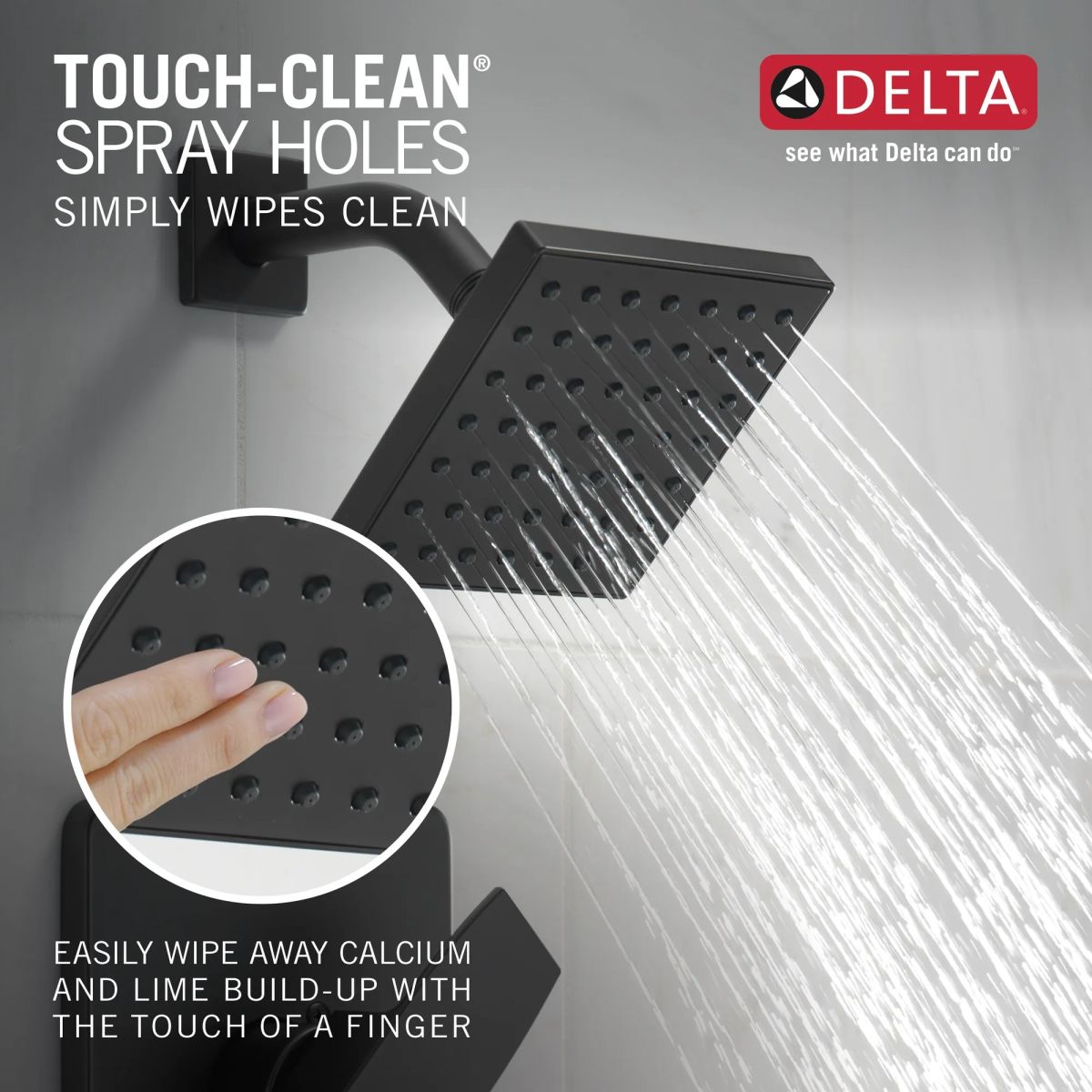 DELTA Modern Square Showerhead — Matte Black