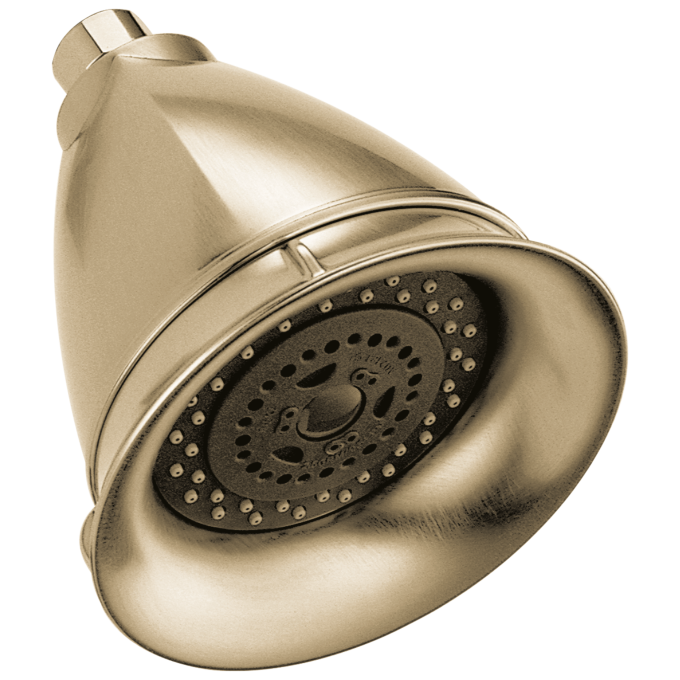 BRIZO Essential Shower 5" Classic Round H2Okinetic Multi-Function Wall Mount Showerhead — Luxe Gold