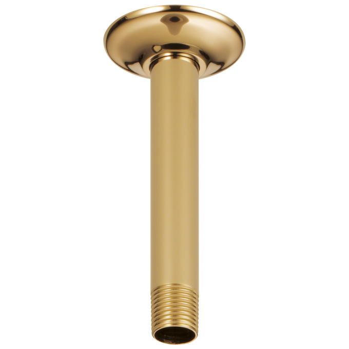 BRIZO Essential Shower 6" Ceiling Mount Shower Arm And Round Flange — Polished Gold