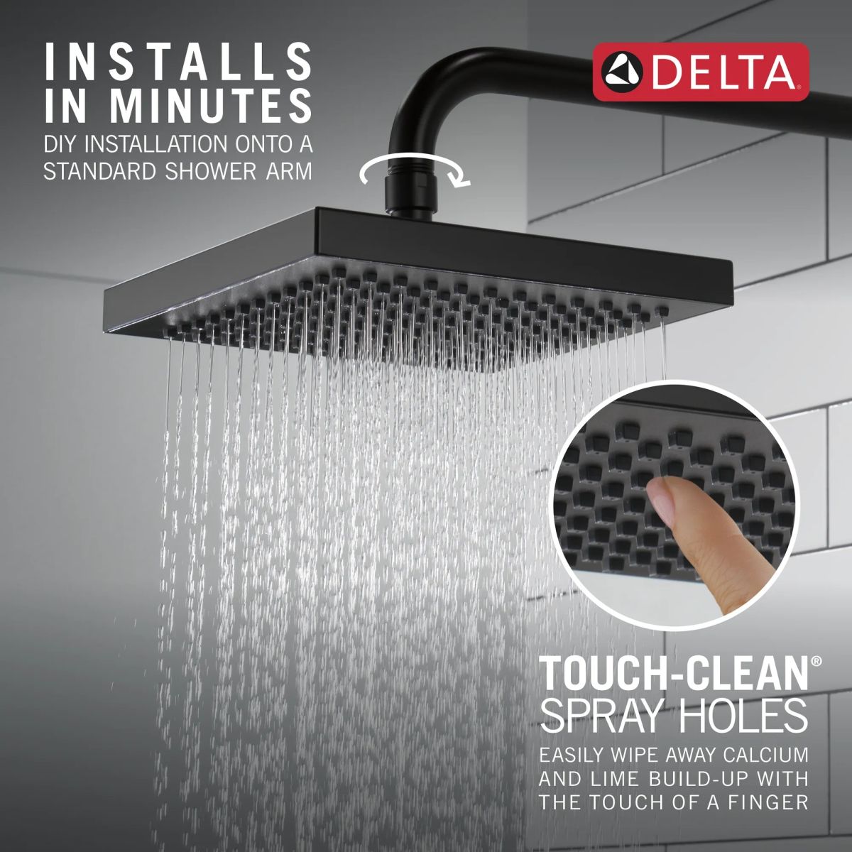 DELTA Universal Showering Components Raincan Single-Setting Shower Head — Matte Black