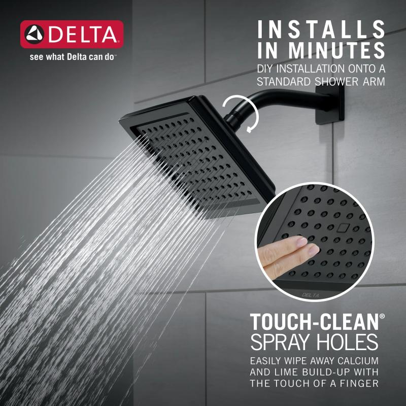 DELTA Universal Showering Components Single-Setting Raincan Shower Head — Matte Black
