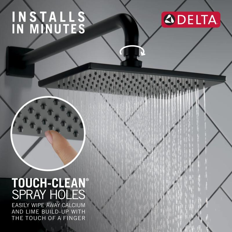 DELTA Universal Showering Components Single Setting Overhead Showerhead — Matte Black