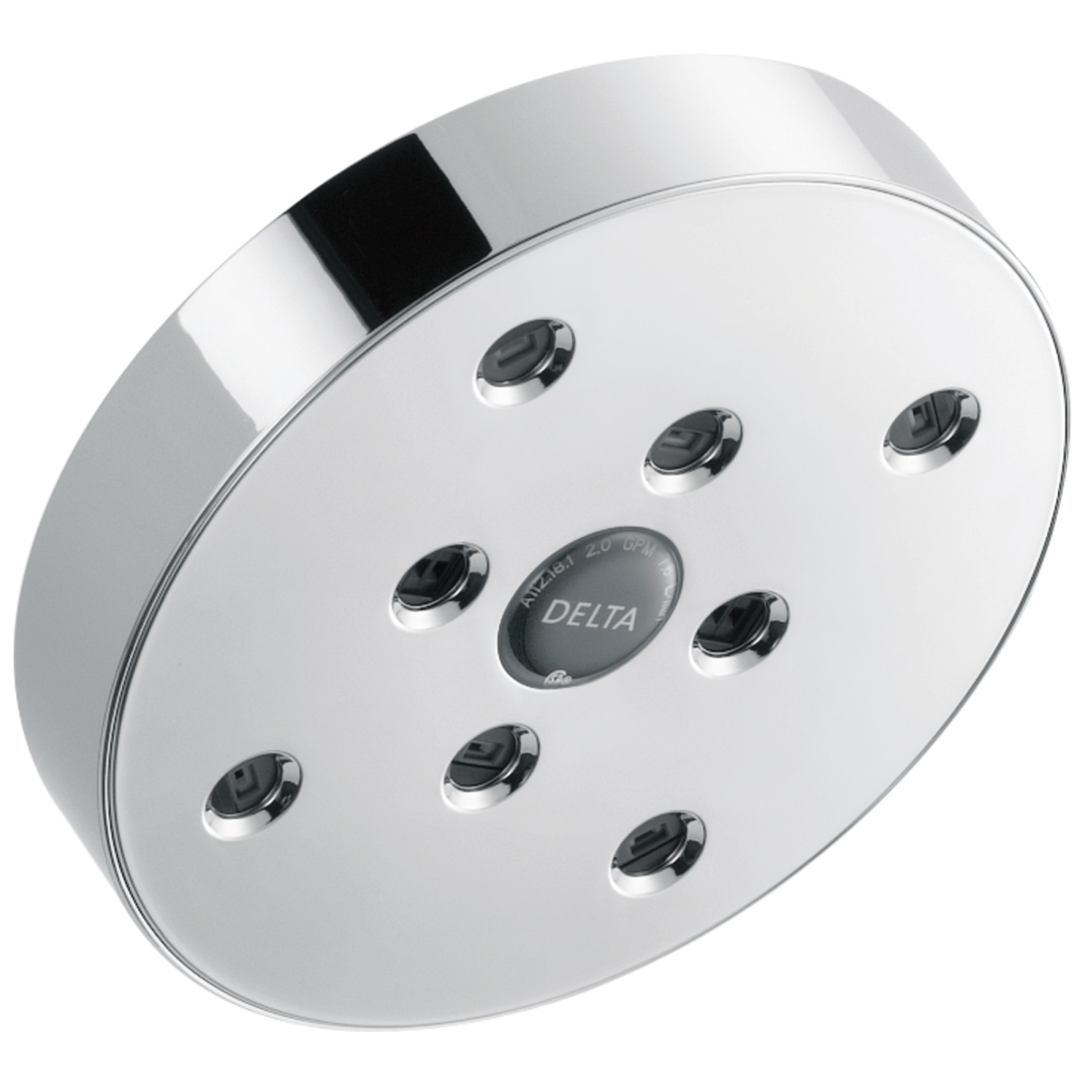 DELTA Universal Showering Components H2OKINETIC Single-Setting Raincan Shower Head — Lumicoat® Chrome