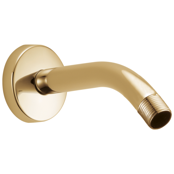 BRIZO Essential Shower 7" Linear Round Wall Mount Shower Arm And Flange — Polished Gold