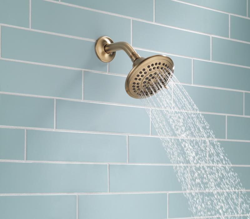 DELTA Universal Showering Components 5-Setting Raincan Shower Head — Champagne Bronze