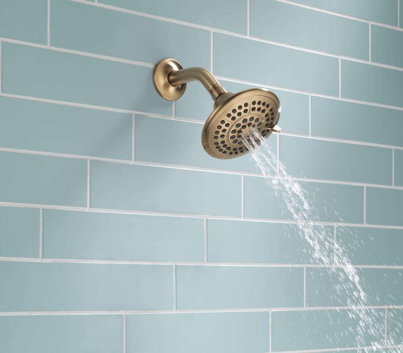DELTA Universal Showering Components 5-Setting Raincan Shower Head — Champagne Bronze