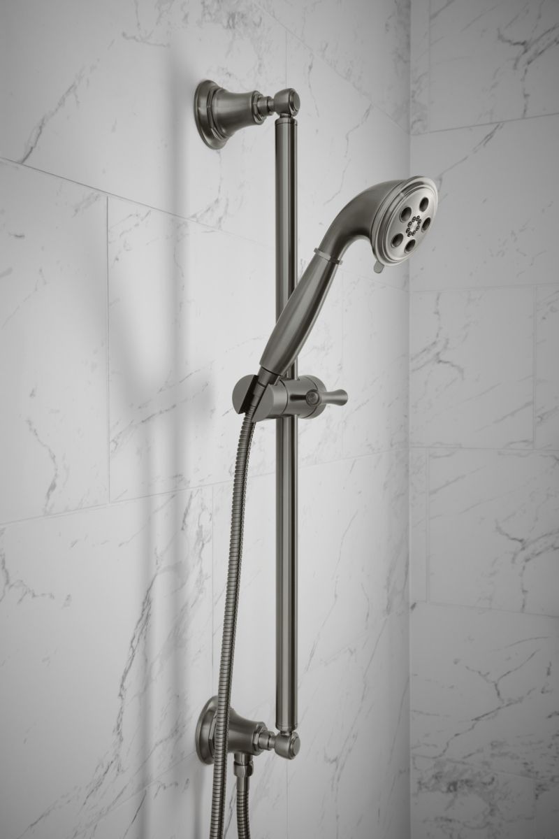 BRIZO Essential Shower Classic Round H2Okinetic Multi-Function Handshower — Luxe Steel
