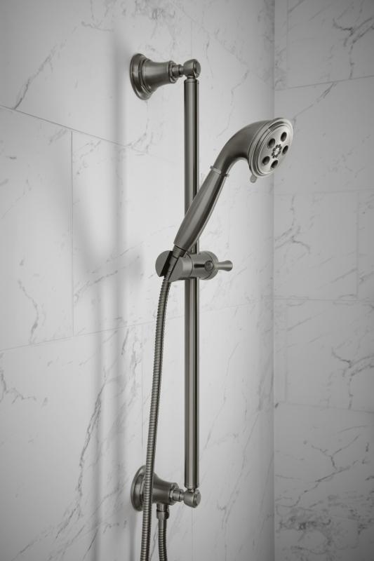 BRIZO Essential Shower Classic Round H2Okinetic Multi-Function Handshower — Luxe Steel