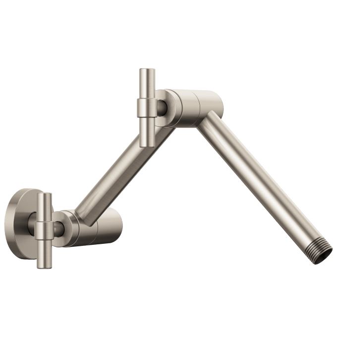BRIZO Essential Shower Linear Round Jointed Wall Mount Shower Arm And Flange — Luxe Nickel