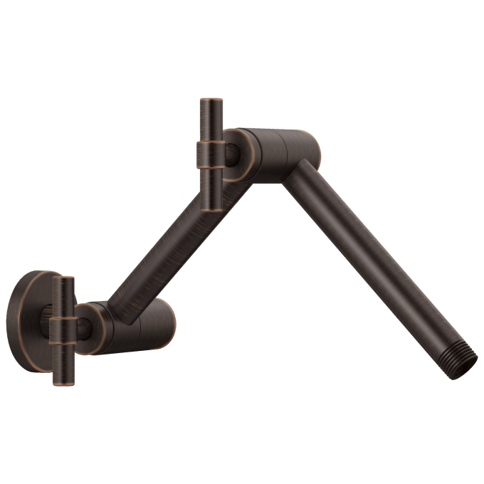 BRIZO Essential Shower Linear Round Jointed Wall Mount Shower Arm And Flange — Venetian Bronze