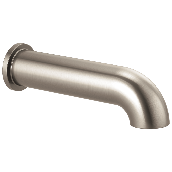 BRIZO Essential Shower Linear Round Non-Diverter Tub Spout — Luxe Nickel