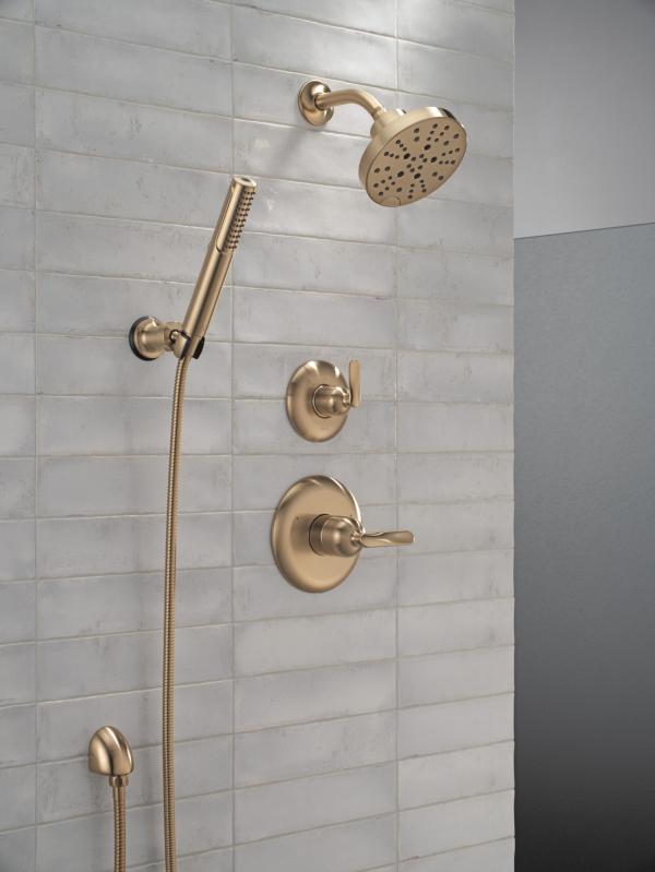 DELTA Universal Showering Components 2-Setting Hand Shower with ProClean Spray – Wall Mount — Lumicoat® Champagne Bronze