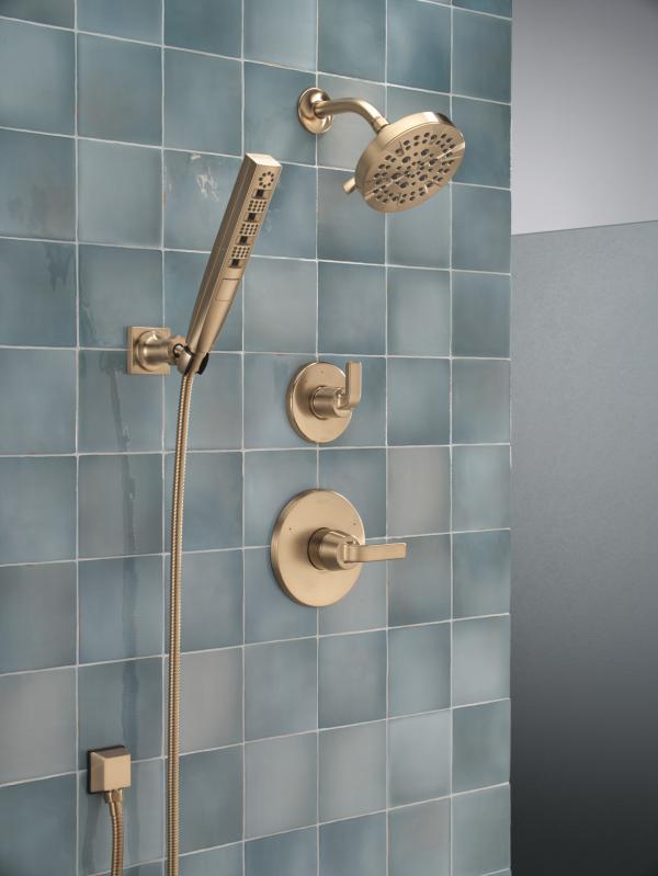 DELTA Universal Showering Components H2OKINETIC 4-Setting Wall Mount Hand Shower — Lumicoat® Champagne Bronze