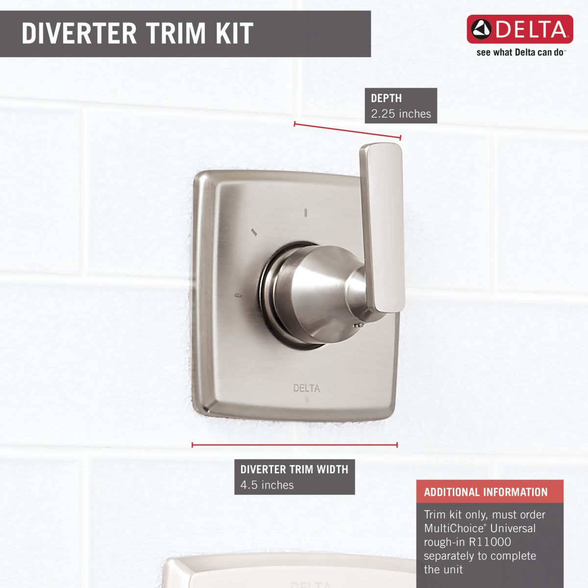 DELTA Ashlyn 3-Setting 2-Port Diverter Trim — Stainless