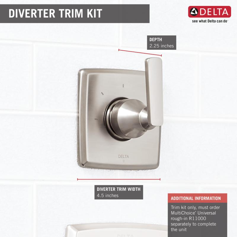 DELTA Ashlyn 3-Setting 2-Port Diverter Trim — Stainless