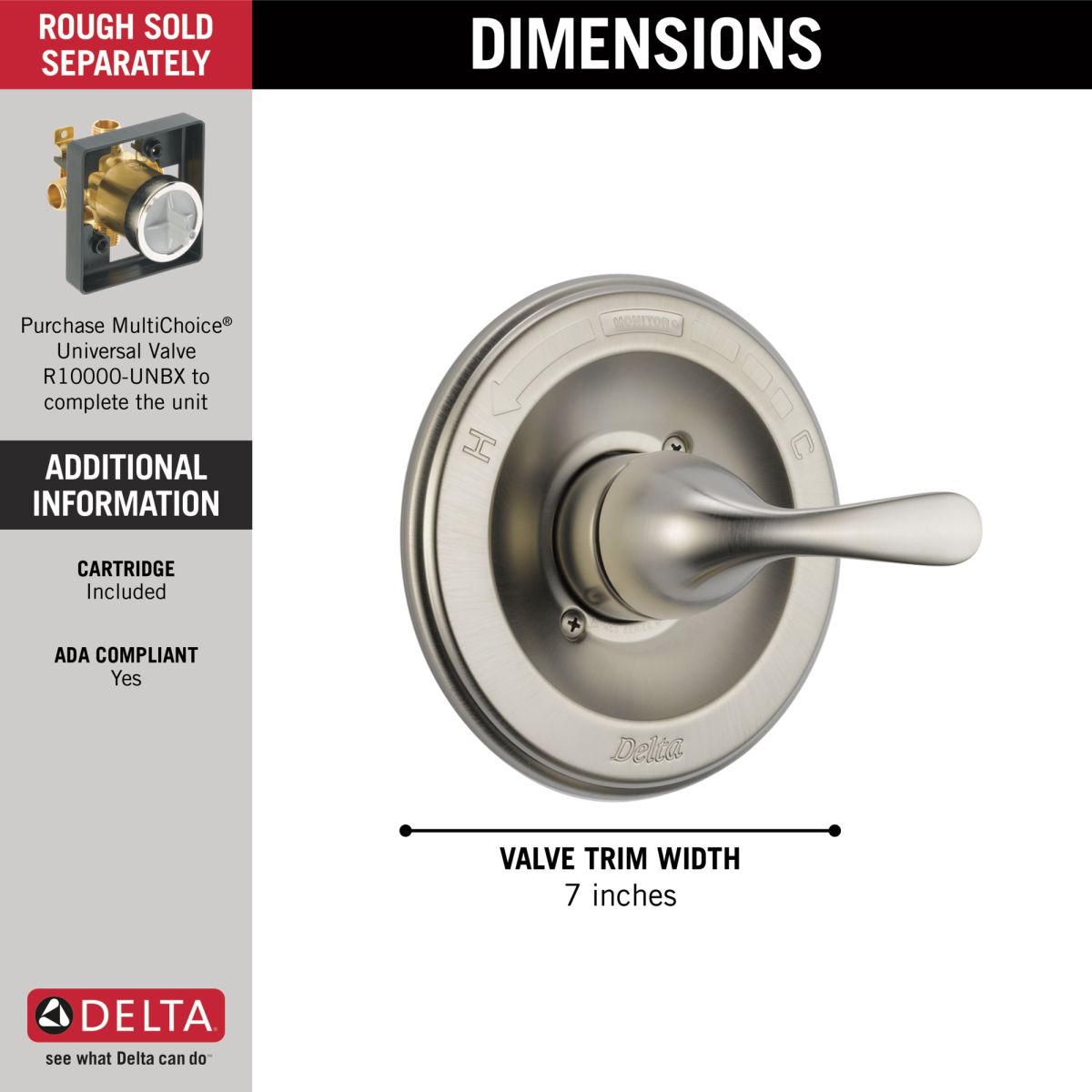 DELTA Classic Monitor 13 Series Valve Only Trim — Stainless