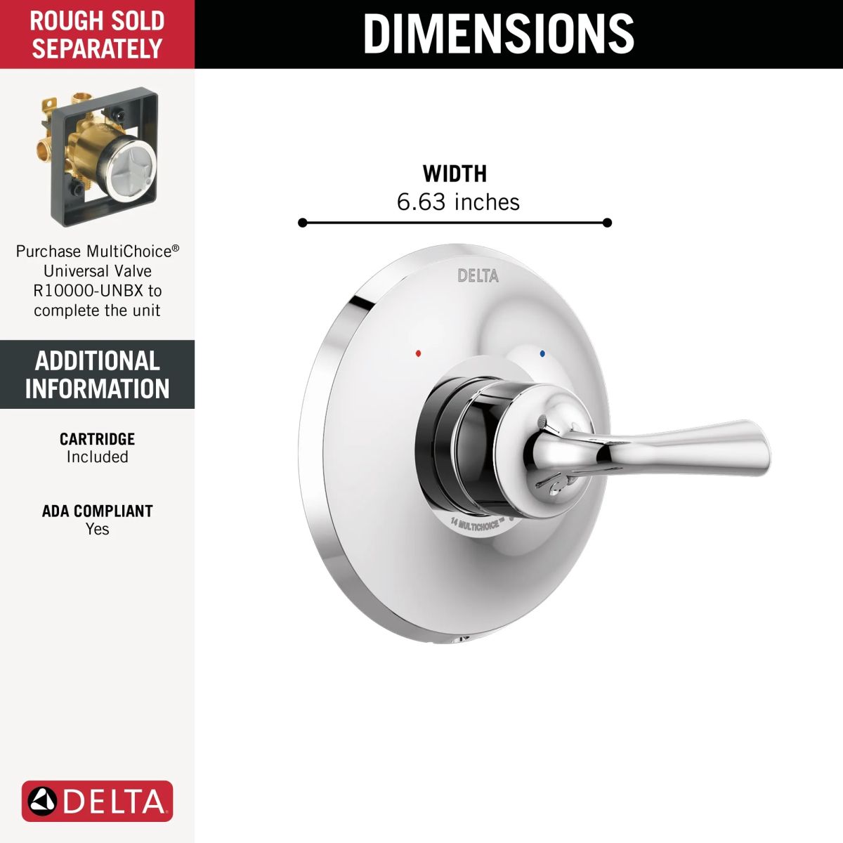 DELTA Kayra Monitor 14 Series Valve Only Trim — Chrome