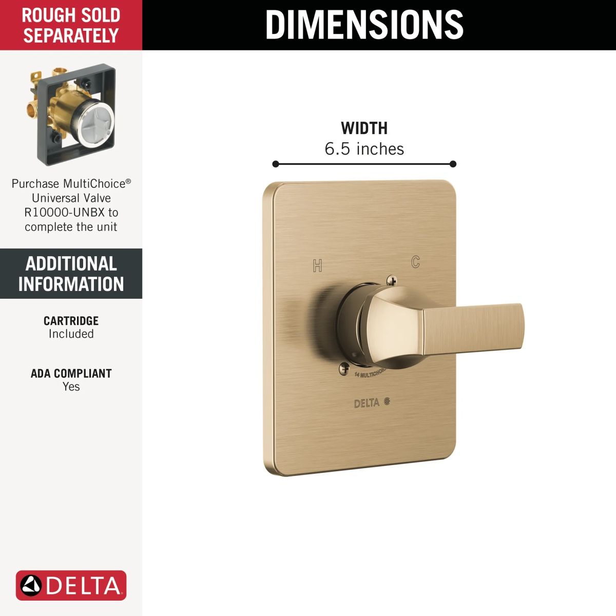 DELTA Velum Monitor 14 Series Valve Only Trim — Champagne Bronze