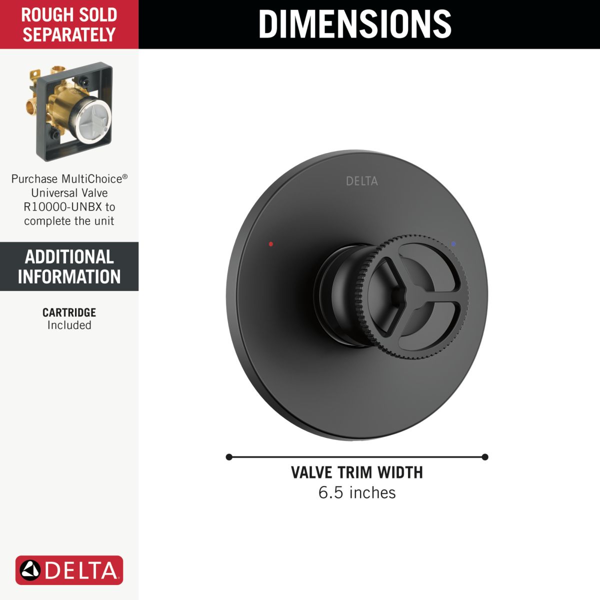 DELTA Trinsic Monitor 14 Series Valve Only Trim — Matte Black